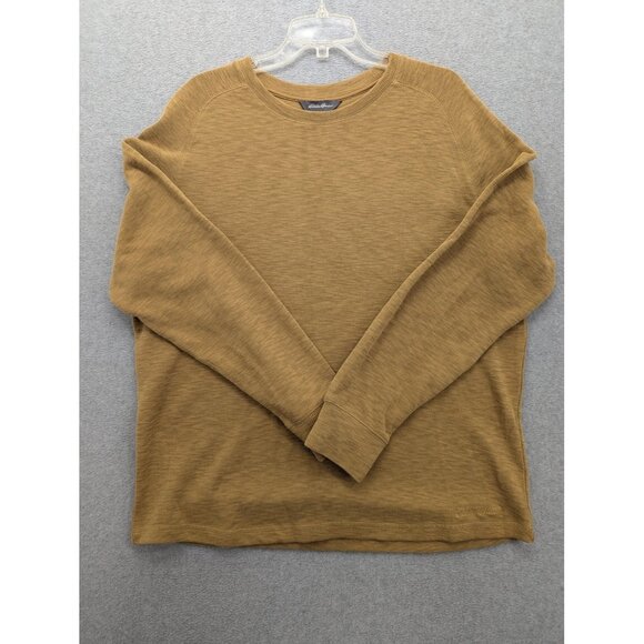 Eddie Bauer Shirt Mens Extra Large Brown Thermal Waffle Crewneck Long Sleeve - Picture 1 of 9